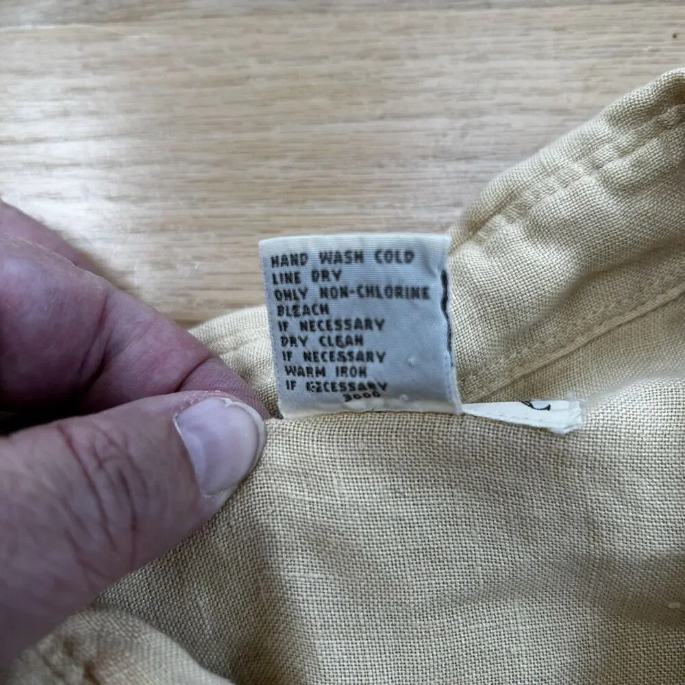 VTG Banana Republic Shirt Mens M Yellow 100% Irish Linen Collared Button
